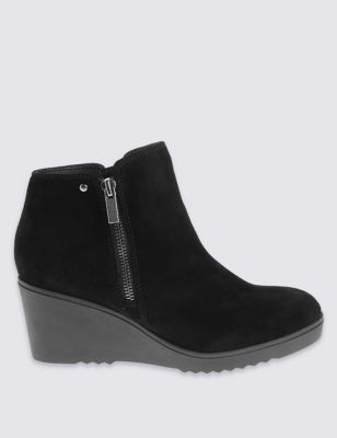 Suede Wedge Sporty Ankle Boots